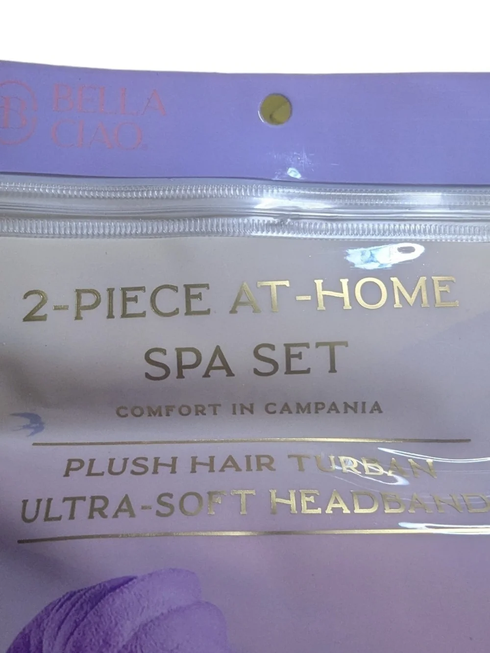 Bella Ciao 2-Piece Spa Hair Turban & Headband Set O/S Purple